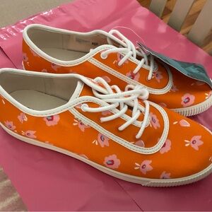 TOMS Women's Carmel Persimmon Spring Floral Orange Canvas Sneakers NWT